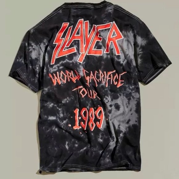 Slayer World Sacrifice Tour 1989 Black Tie Dye Band T-Shirt - Picture 9 of 9